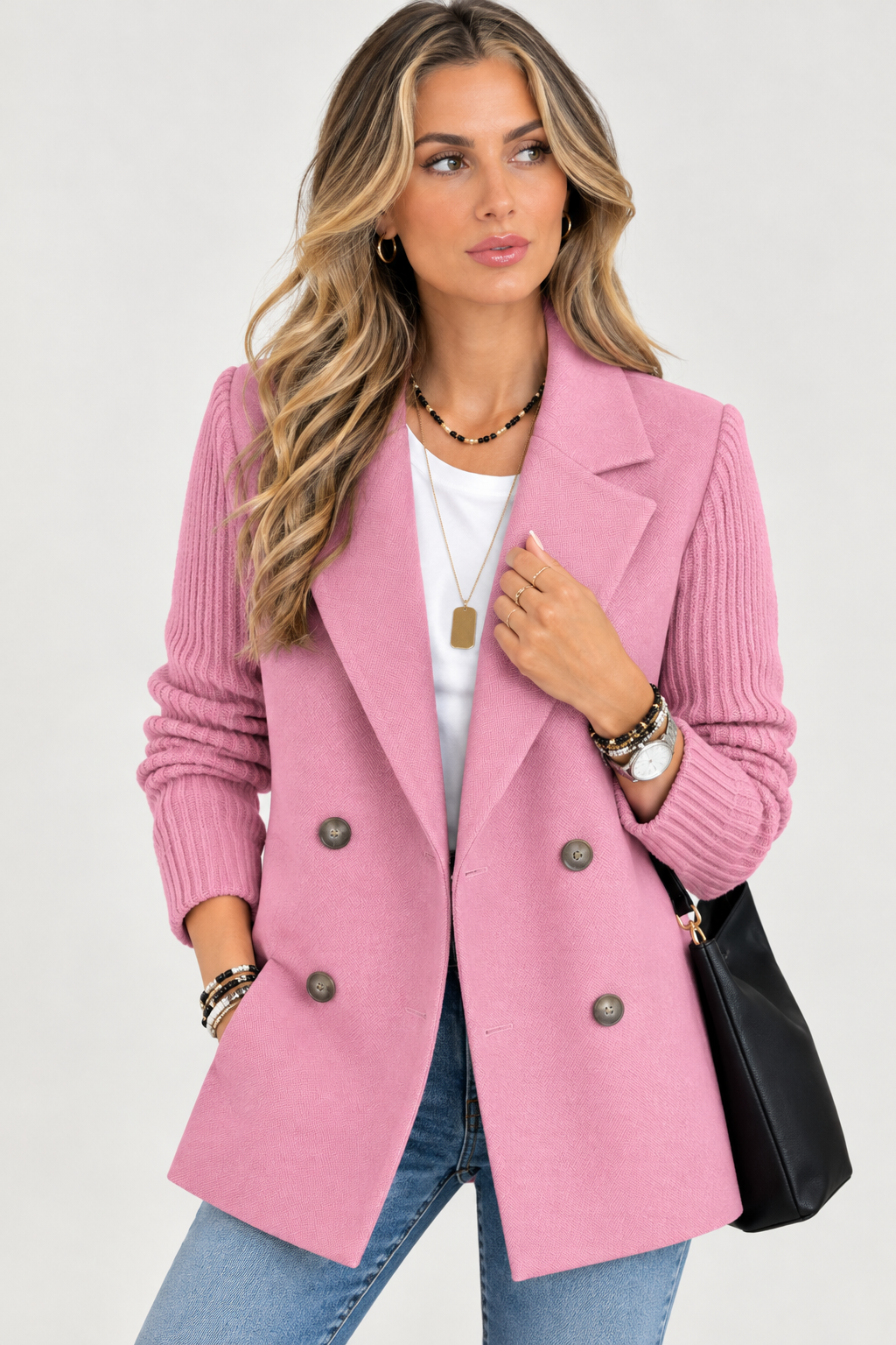 Falero | Dames Blazer met Gebreide Mouwen — Elegant en Warm